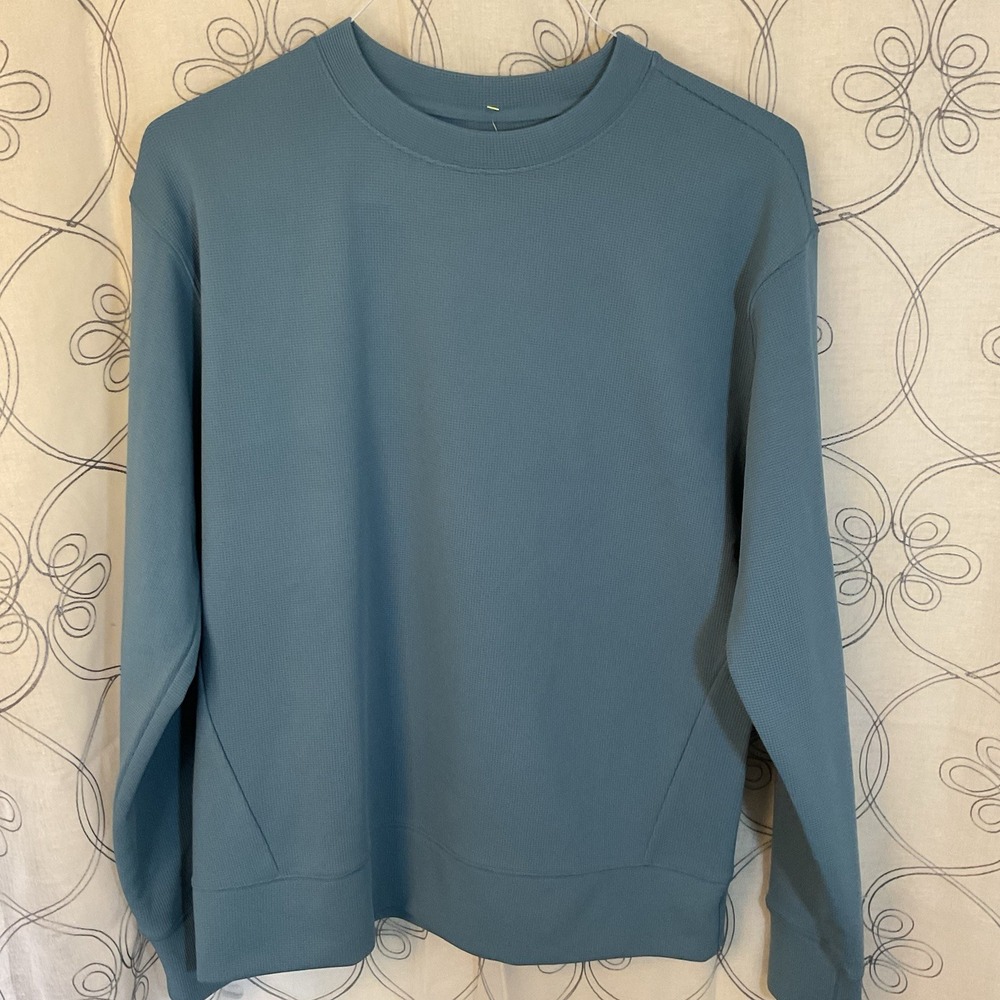 Men's Heavy Waffle Crewneck  Sweatshirt - All in‎ Motion™ Blue Size Small